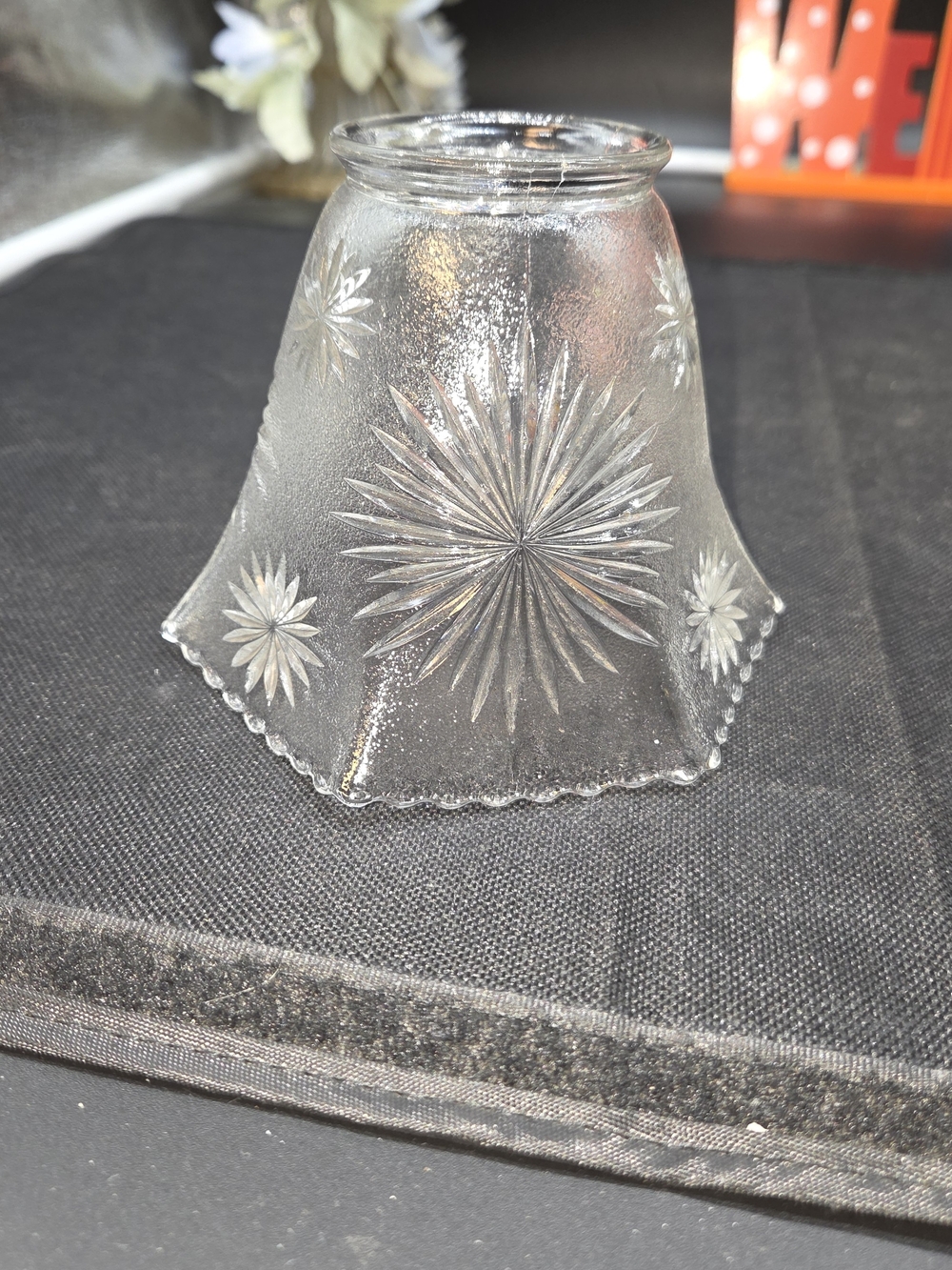 Art Deco Lamp Shade Clear Glass Starbursts